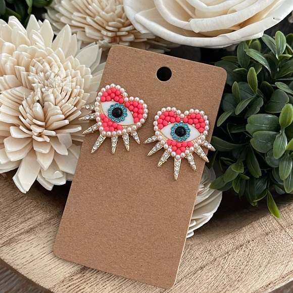 Evil Eye Earrings - Picture 2 of 2